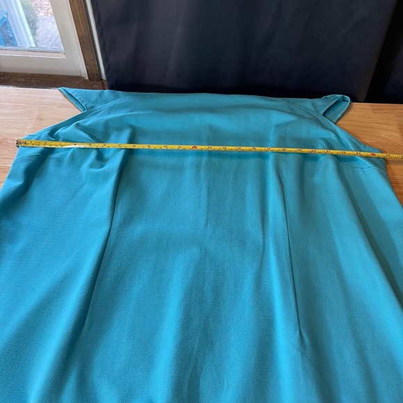 Talbots Woman Turquoise Blue Cap Sleeve Sheath Dress 24W Plus Size - Picture 5 of 7